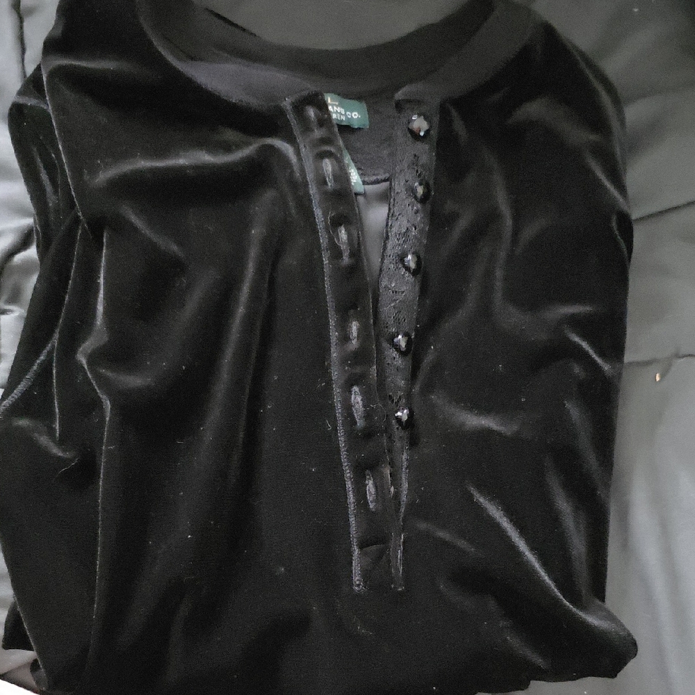 Lauren Ralph Lauren Black Velvet Blouse